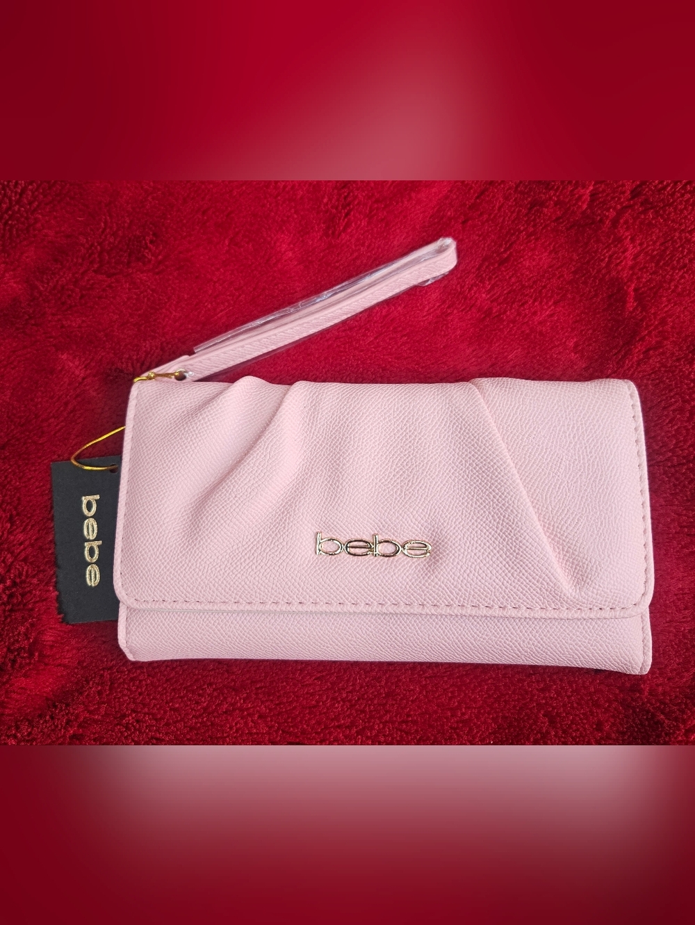 Bebe Blush Trifold Pleated Wallet/Wrislet